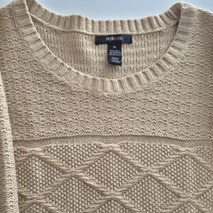 Style & Co. Women's Tan Textured Crew Neck Sweater